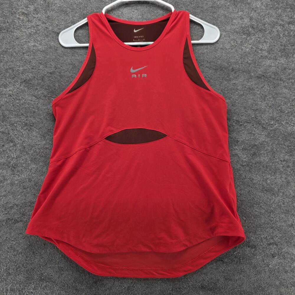 Nike Dri-FIT Tank Womens M Red Scoop Neck Air Cutout Moisture Wicking DQ6131-696